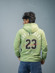 Full Sleeve Oversized LOS ANGLES Printed Hoodies & Sweatshirts - Green